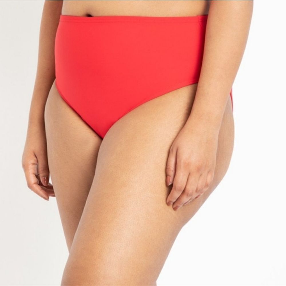Eloquii High Waisted Red Swim Bottoms